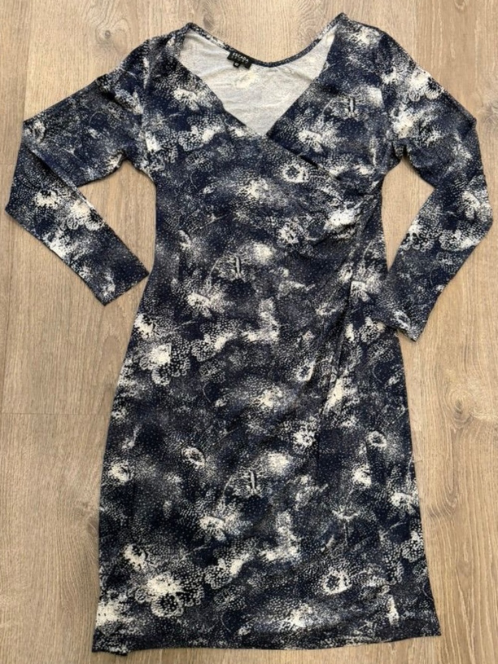 Escada Sport Egta Wrap Dress Blueberry Muffin Navy Print Size 42